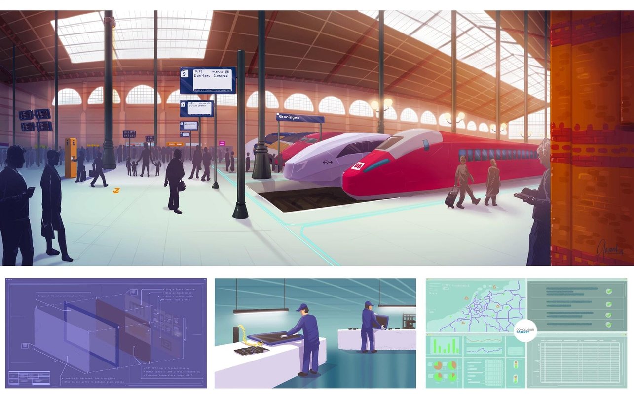 Illustratie van en station en bij behoren