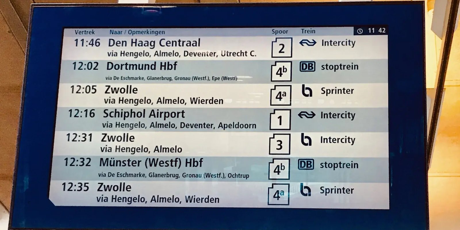 Informatiescherm van de trein