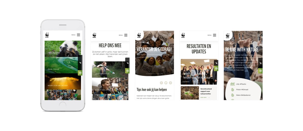 mock ups nieuwe site wwf