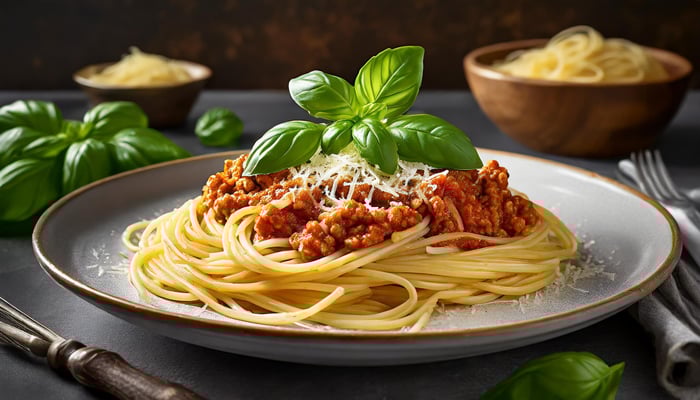 Spaghetti bolognese.
