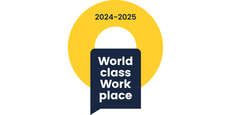 Logo met de tekst “World Class Workplace 2024–2025”.