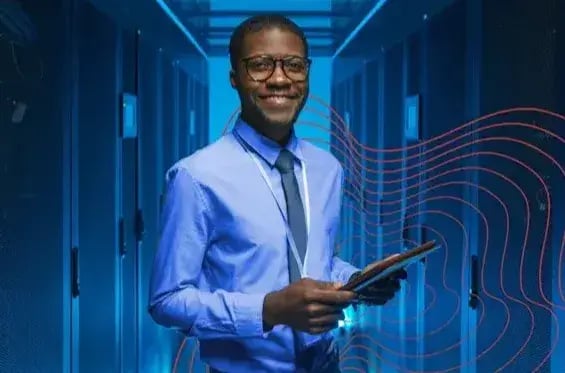 Male colleague with tablet in his hand.