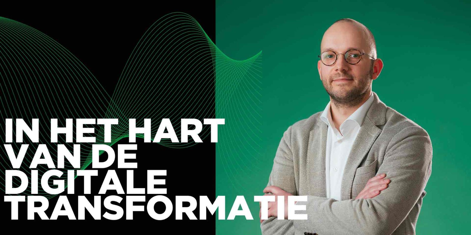 Werknemer met armen over elkaar met de quote: 