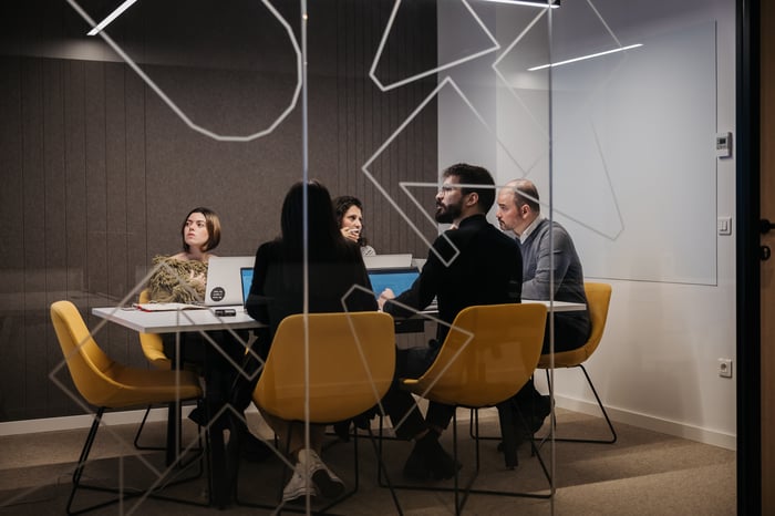 Een team in een meeting