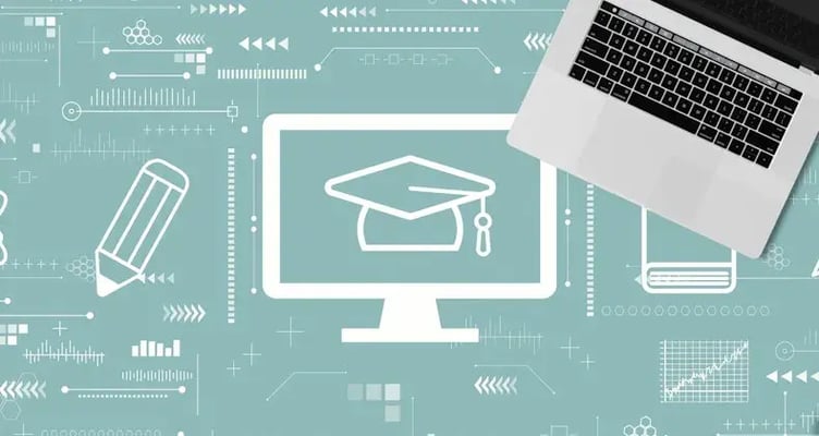 Een blueprint van een computer met de focus op leren