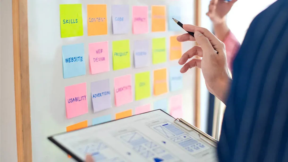 Een stickyboard met allemaal oplossingen