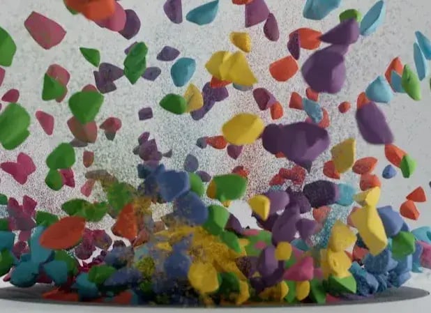 clay pieces exploding