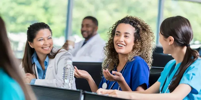 Laughing health colleagues