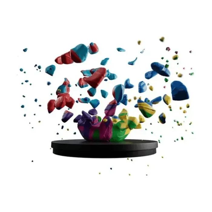 gekleurde steentjes die ontploffen