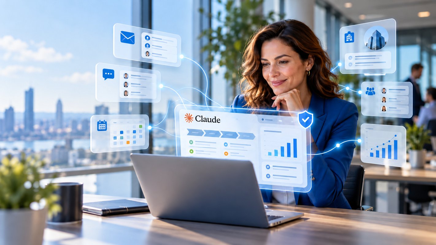 Vrouw werkt met een Claude-interface