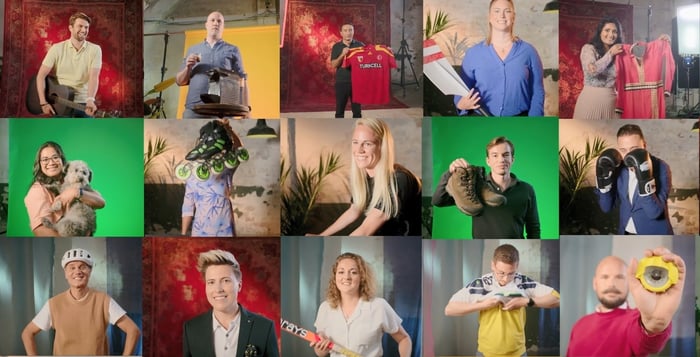 Collage van collega's met hun hobby's.