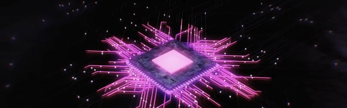 Illustration of a purple microchip