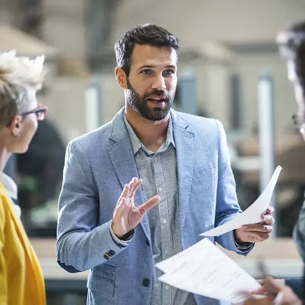 Consultant explaining