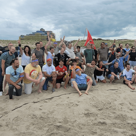 teamleden opgesteld voor foto