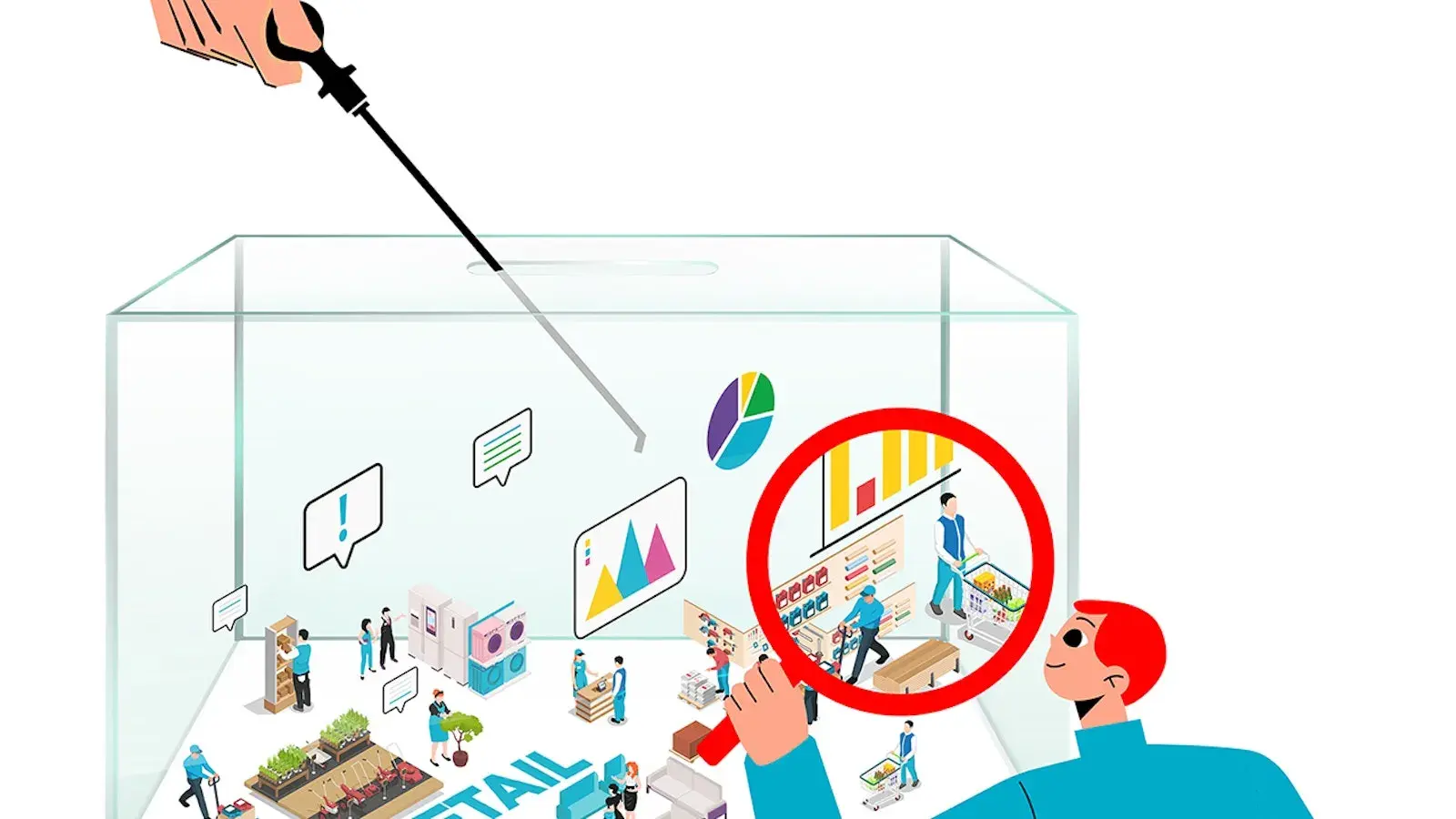 Peilstok in de retailmarkt illustratie.