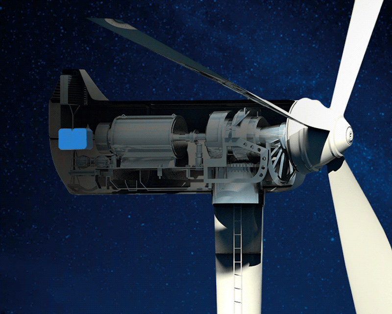 Gif van een windturbines waar de monitor op knipperd