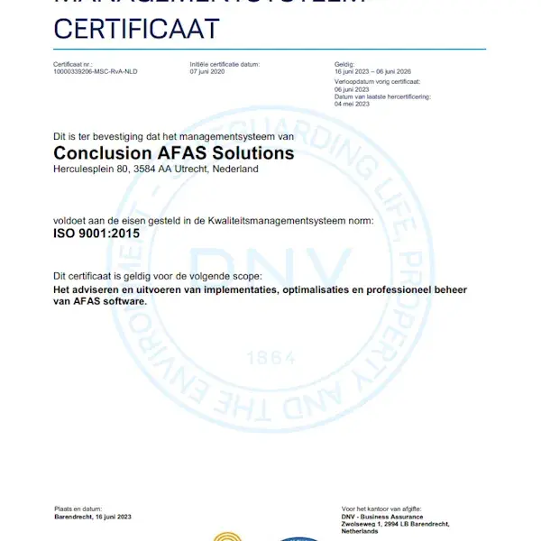 AFAS certificaat 1