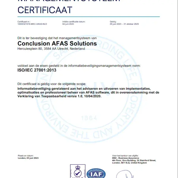 AFAS certificaat 2