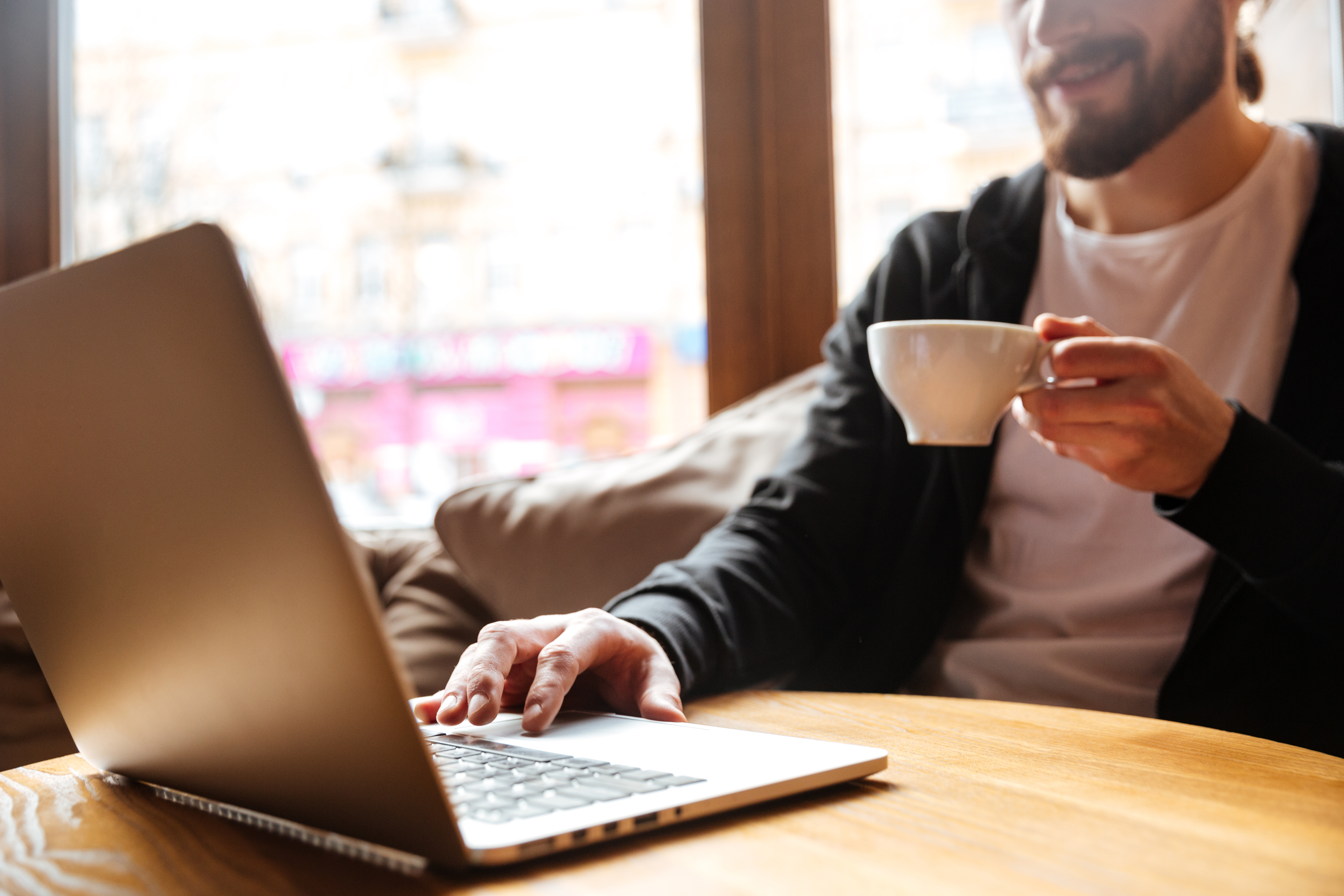 Stockfoto man met koffie